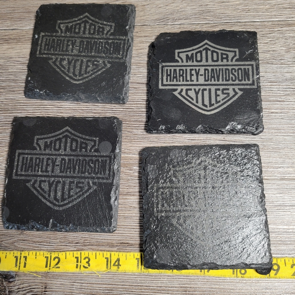 New Slate Black Harley-Davidson‎ Motorcycles Engraved Coasters